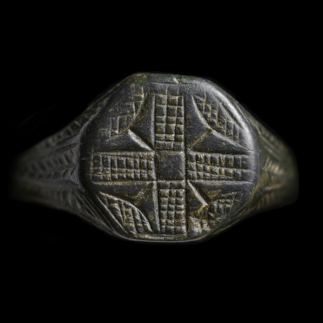 Medieval Bronze Cross Ring // 10th - 13th Century AD