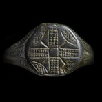 Medieval Bronze Cross Ring // 10th - 13th Century AD