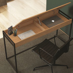 Eloise Office Desk // Birch + Black Metal Frame