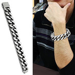 Large + Flat Curb Link Bracelet // Silver