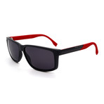 Hugo Boss // Men's 0833-S-HWS Polarized Sunglasses // Black + Carbon Fiber Red + Gray