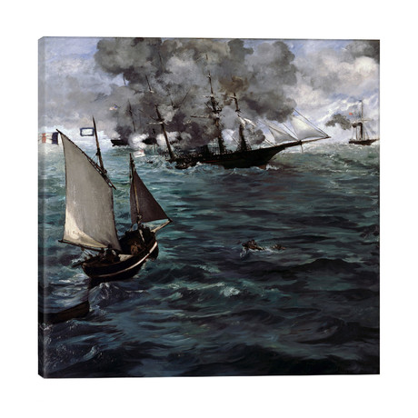 The Battle of The USS Kearsarge & CSS Alabama // Edouard Manet (26"W x 26"H x 1.5"D)