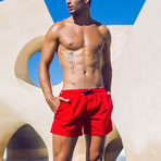 Grid Swim Short // Red (S)