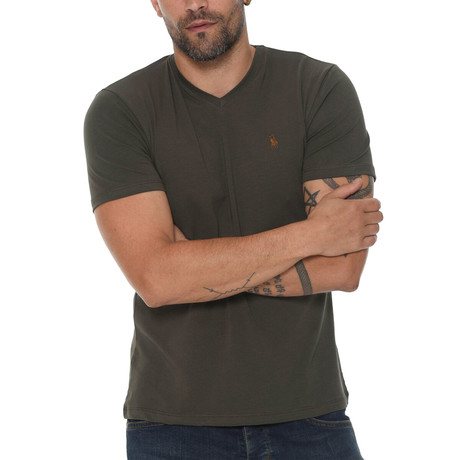 Rocco V-Neck Shirt // Olive Green (Small)