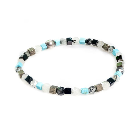 Dell Arte // Rare Rectangular Quartz Bead Bracelet // Multicolor