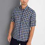 Oscar Button-Up Shirt // Dark Blue + Brown (3X-Large)