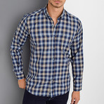 Oscar Button-Up Shirt // Dark Blue + Brown (3X-Large)