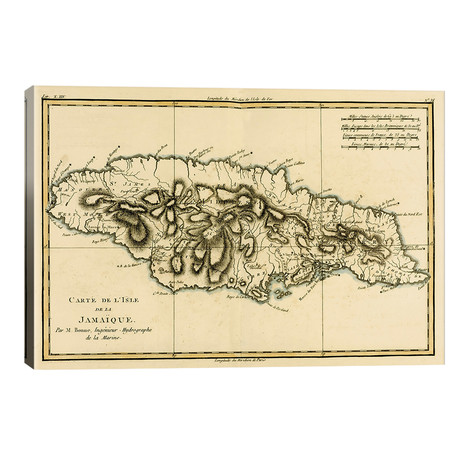 The Island of Jamaica // Charles Marie Rigobert Bonne (40"W x 26"H x 1.5"D)