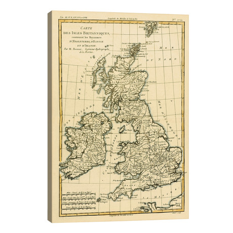 The British Isles, Including the Kingdoms of England, Scotland and Ireland // Charles Marie Rigobert Bonne (26"W x 40"H x 1.5"D)