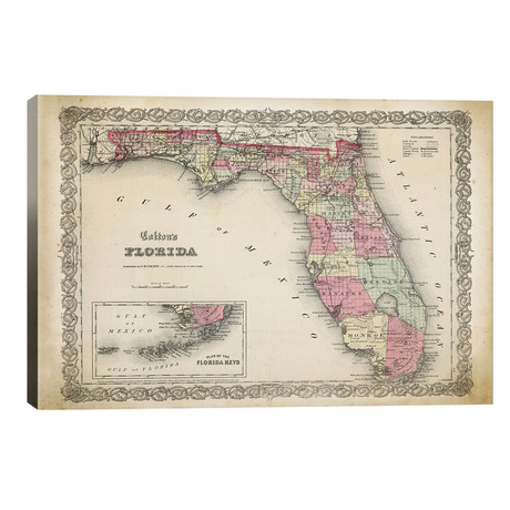 Florida Map, 1863 // PatentPrintStore