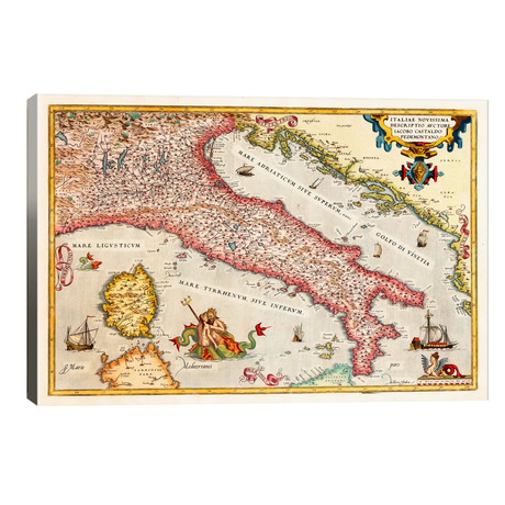 Antique map of Italy // Unknown Artist (40"W x 26"H x 1.5"D)