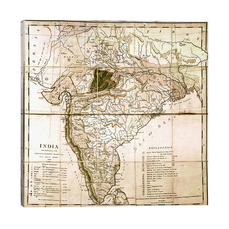 Map of India, 1803 // English School (26"W x 26"H x 1.5"D)