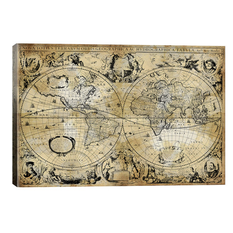 Antique World Map // Russell Brennan (40"W x 26"H x 1.5"D)