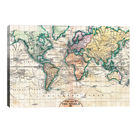 Vintage World Map 1801 // Nature Magick (40"W x 26"H x 1.5"D)