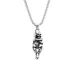 Hugging Skeleton Pendant Necklace // Silver