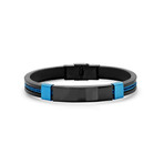 Two-Tone Stainless Steel + Rubber Bracelet // Black + Blue