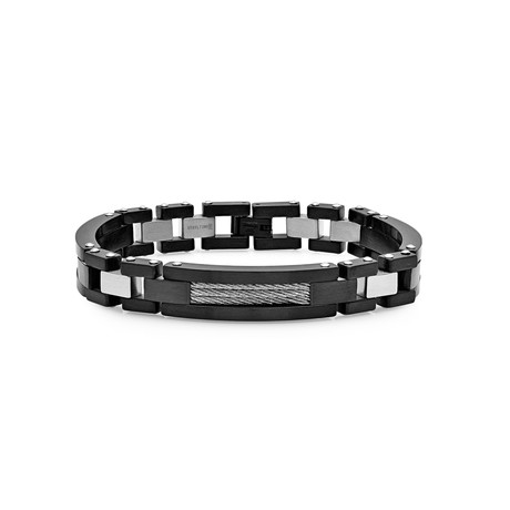 Link + Cable Wire Inlay Bracelet // Black + Silver
