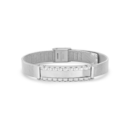 Mesh + Bicycle Chain ID Bracelet // Silver