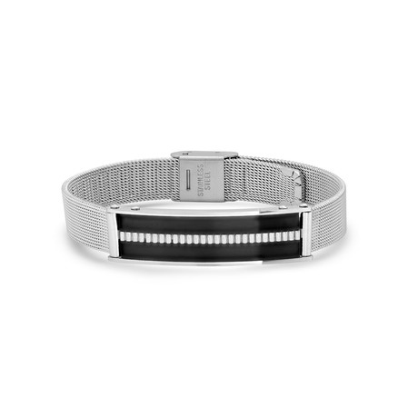 Two-Tone Mesh ID Bracelet // Silver + Black