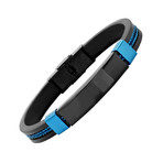 Two-Tone Stainless Steel + Rubber Bracelet // Black + Blue