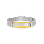 Two-Tone Mesh + Bicycle Chain ID Bracelet // White + Yellow