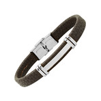 Leather + Stainless Steel Bracelet // Brown + Silver