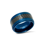 Two-Tone Stainless Steel Ring // Blue + Black (Size 9)