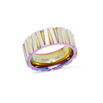 Stainless Steel Indented Ring // Multicolor (Size 9)