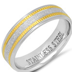 Two-Tone Sandblasted Inlay Ring // White + Yellow (Size 9)