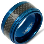 Two-Tone Stainless Steel Ring // Blue + Black (Size 9)