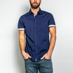 Short-Sleeve Woven Shirt + Tailored Collar // Navy (S)