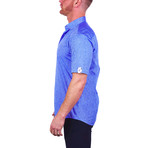 Galileo Broken Line Short Sleeve Dress Shirt // Blue (2XL)