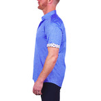 Galileo Broken Line Short Sleeve Dress Shirt // Blue (L)