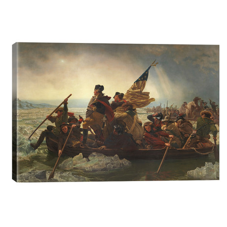 Painting Of George Washington Crossing The Delaware // John Parrot (40"W x 26"H x 1.5"D)