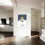 Mountains Illustrated Kangchenjunga (Gold Circle) // Joe Mania (26"W x 40"H x 1.5"D)