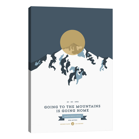 Mountains Illustrated Kangchenjunga (Gold Circle) // Joe Mania (26"W x 40"H x 1.5"D)