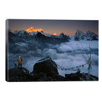 Mountaineer Enjoying The View Of Mt Everest And The Himalayan Mountains At Sunset From Gokyo Ri, Khumbu, Nepal // Colin Monteath