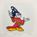 Mickey Mouse // Wizard // Hand Painted Cartoon Etching (Unframed)