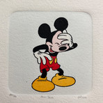 Mickey Mouse // Laugh // Hand Painted Cartoon Etching (Framed)