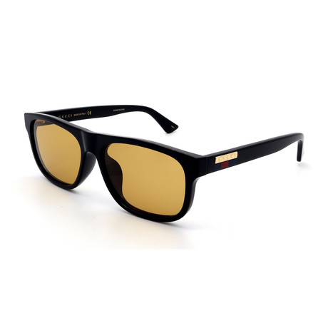 Men's GG0770SA-002 Fashion Sunglasses // Black + Light Brown