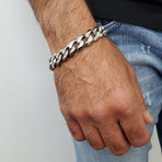 Cuban Link + Stone Bracelet // 14mm // Silver (7.5"L)