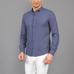 Chad Button-Up Shirt // Dark Blue + Gray (L)