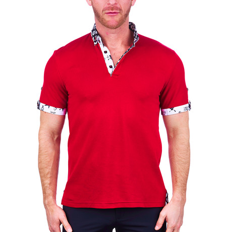 Mozart Solid Polo Shirt // Red (S)