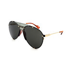 Men's GG0740S-001 Limited Edition Aviator Sunglasses // Gold + Gray