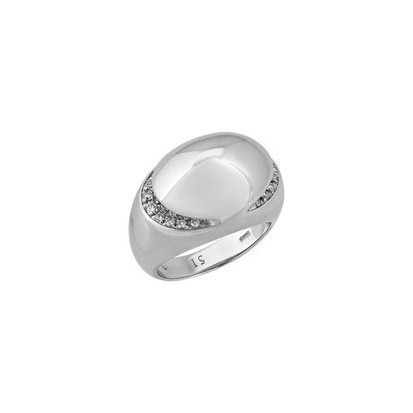 Bulgari 18k White Gold Diamond Dome Ring // Ring Size: 5.75 // Pre-Owned