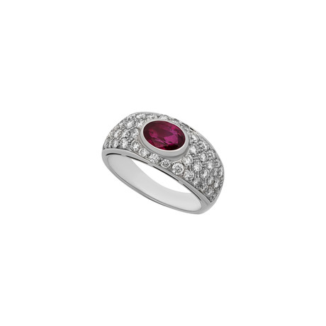 Bulgari 18k White Gold Ruby + Diamond Ring // Ring Size: 6.25 // Pre-Owned