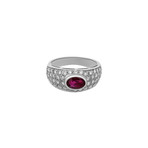 Bulgari 18k White Gold Ruby + Diamond Ring // Ring Size: 6.25 // Pre-Owned