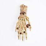 Bejeweled Skeleton Hand Jumbo Lapel Pin // Yellow