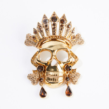 King Skull Jumbo Lapel Pin // Yellow