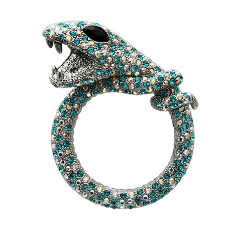 Coiled Snake Jumbo Lapel Pin // Teal